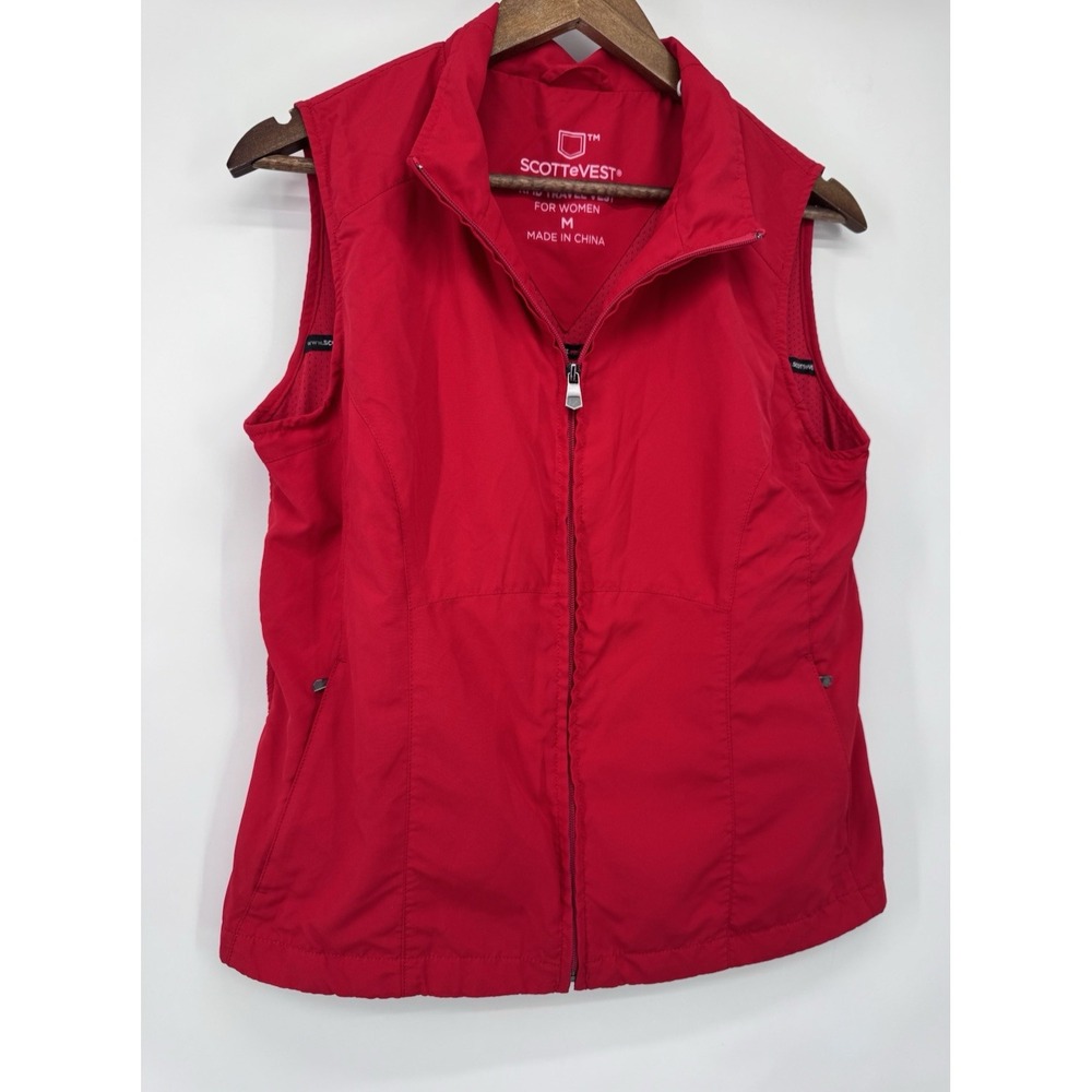 ScotteVest Women Full Zip RFID Travel Vest Jacket Size M Red C137 -21 gorpcore